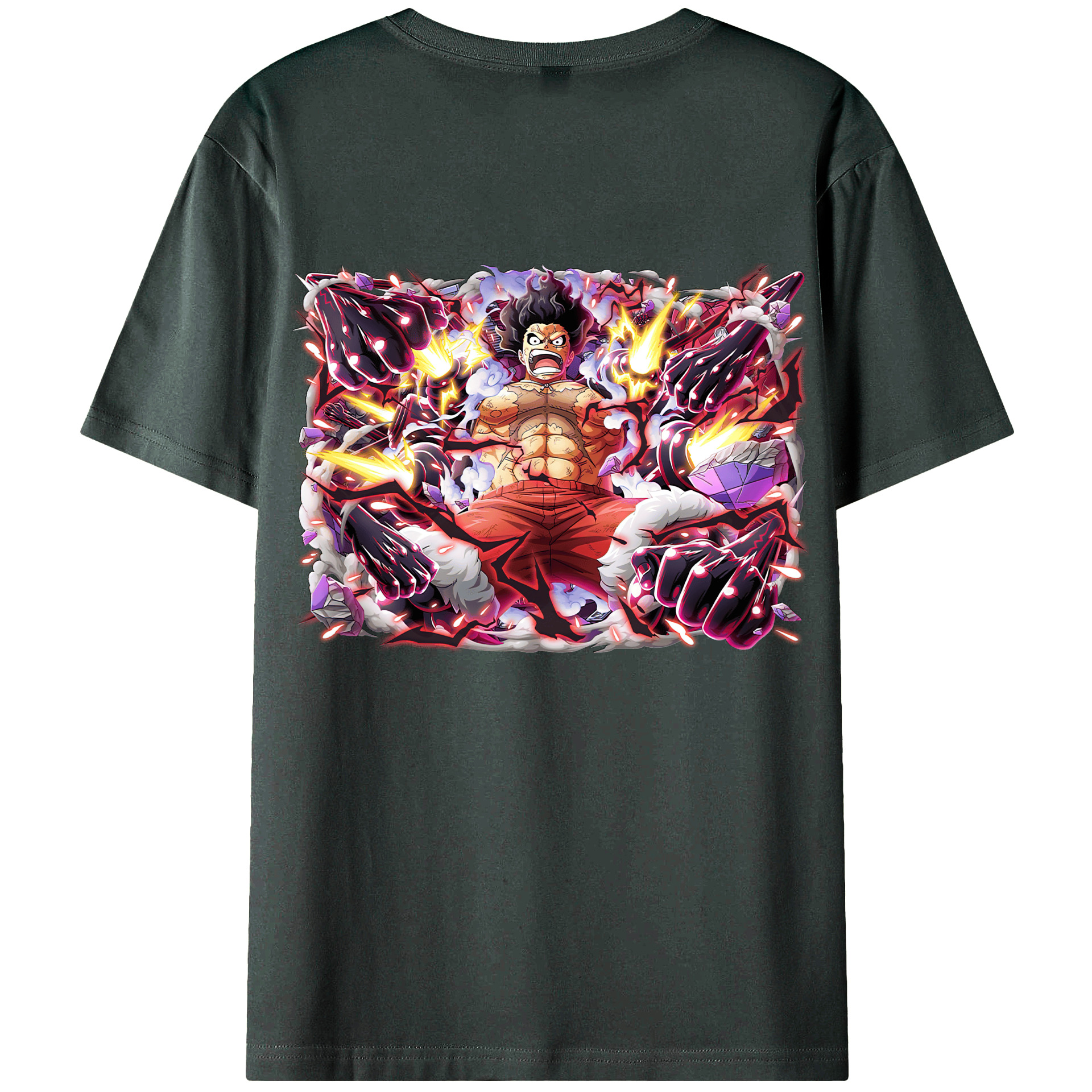 ワンピース モンキー・D・ルフィ ONE PIECE Monkey D. Luffy 綿100％ メンズ半袖Tシャツ（バックプリント） 通気性